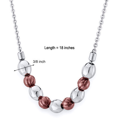 Stainless Steel Necklace Two-tone Textured Charm