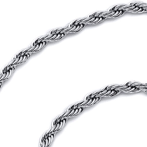 16inch 2mm Diamond Cut Stainless Steel Rope Chain Necklace