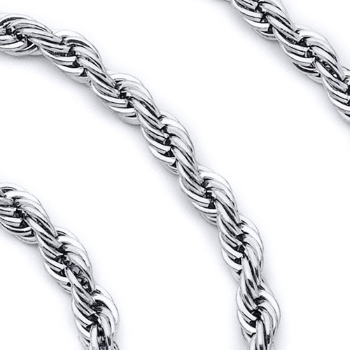 36 Inch 4mm Diamond Cut Stainless Steel Rope Chain Necklace