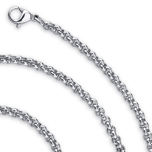 30 Inch 3mm Stainless Steel Rolo Link Chain Necklace