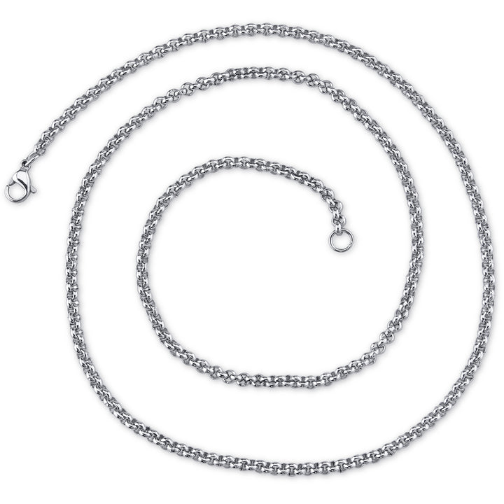 22 Inch 3mm Stainless Steel Rolo Link Chain Necklace
