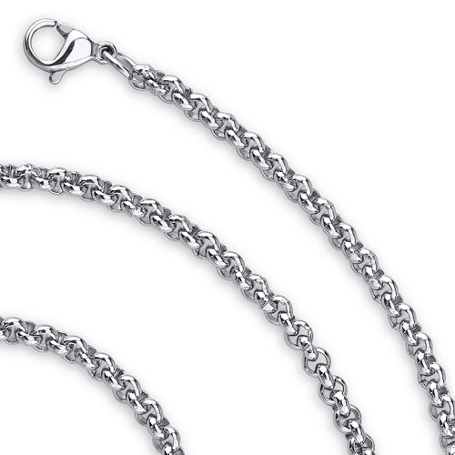 26 Inch 4mm Stainless Steel Rolo Link Chain Necklace