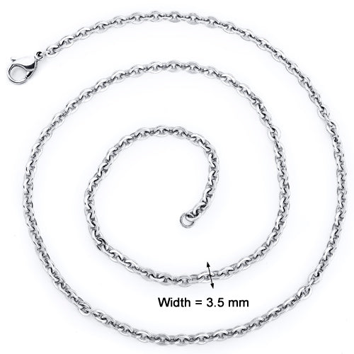 30 Inch 3.5mm Diamond Cut Stainless Steel Hammered Cable Chain Necklace
