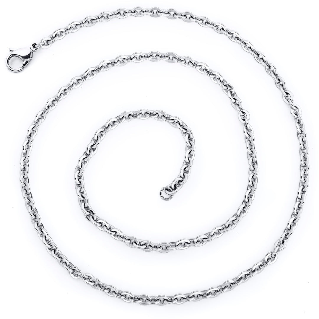 30 Inch 3.5mm Diamond Cut Stainless Steel Hammered Cable Chain Necklace