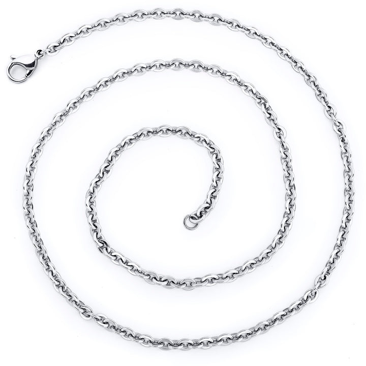 24 inch 3.5mm Stainless Steel Hammered Cable Chain Necklace