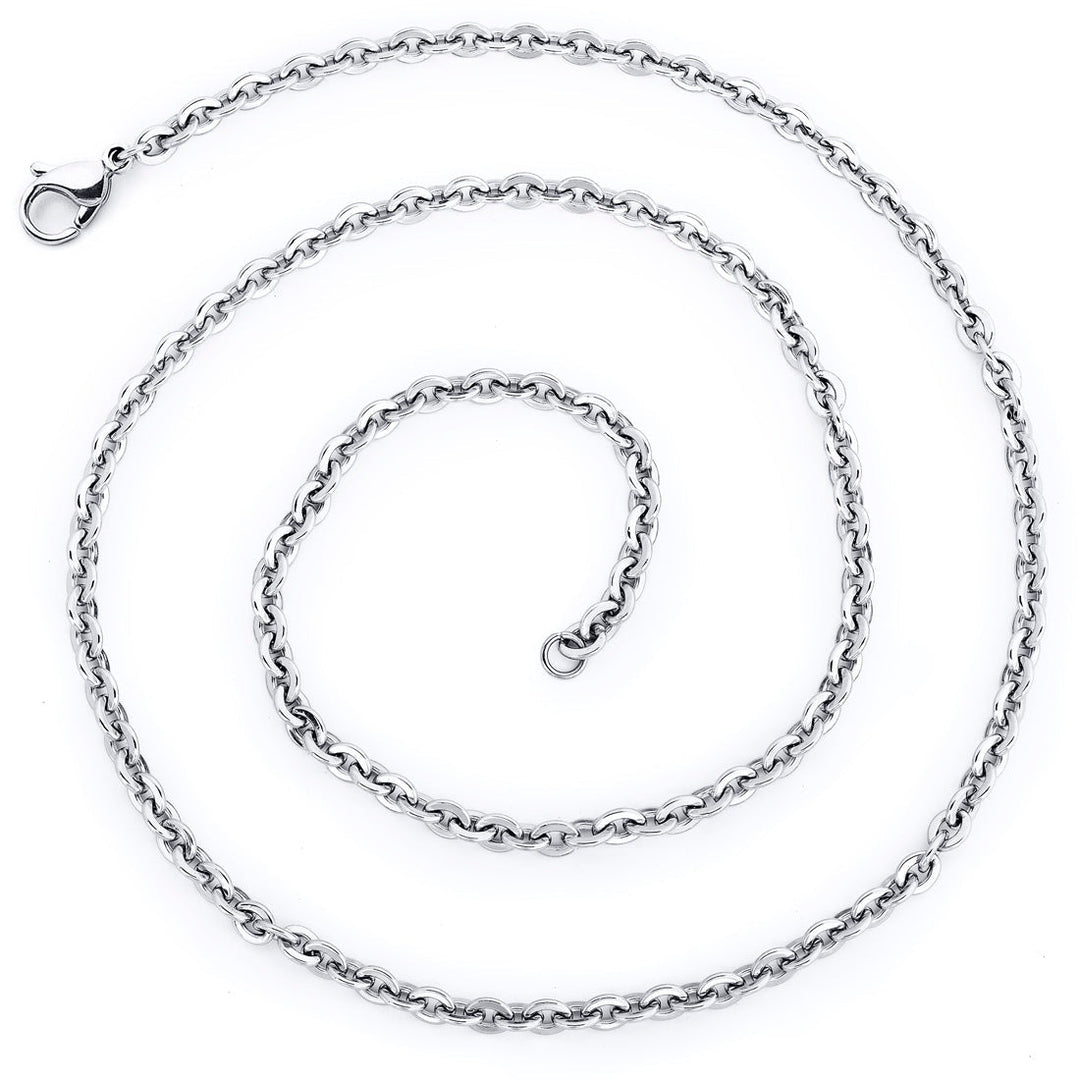 26 Inch 3.5mm Diamond Cut Stainless Steel Hammered Cable Chain Necklace