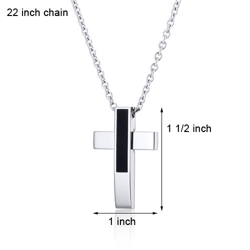 Minimalist Artistic Mirror Finish Stainless Steel Cross Pendant With 22 inch Chain