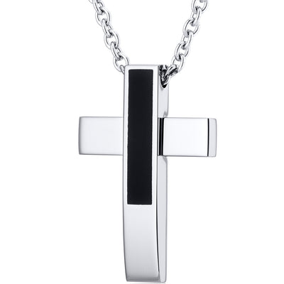 Minimalist Artistic Mirror Finish Stainless Steel Cross Pendant With 22 inch Chain