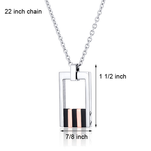 Stainless Steel Open Dog Tag Bar Necklace 22 inch Chain