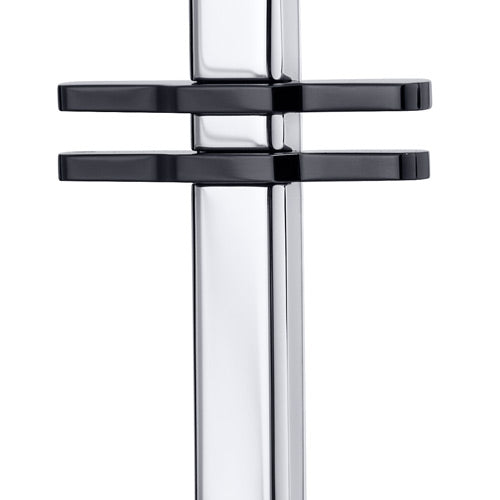 Two Black Stripe Polished Stainless Steel Cross Pendant With 22 inch Chain