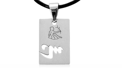 Surgical Steel Dog Tag Pendant with Black Leather Cord