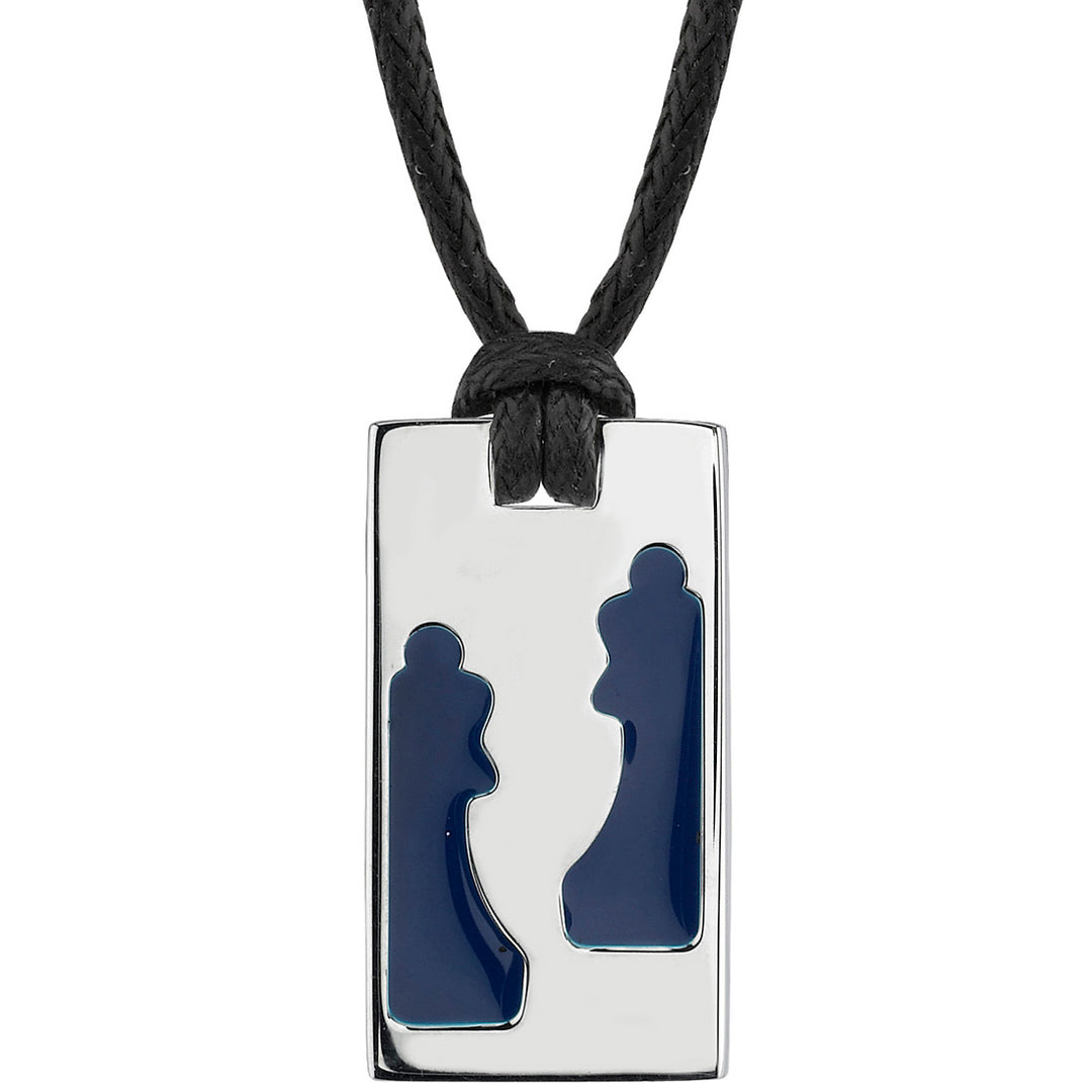 Stainless Steel Dog Tag Bar Pendant Chess Queen Design
