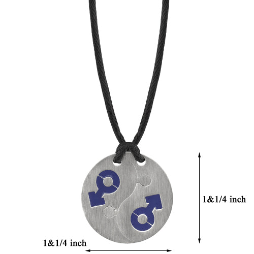 Stainless Steel Male Symbol Puzzle Medallion Tag Pendant