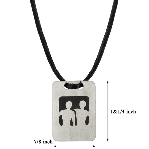 Stainless Steel Dog Tag Bar PendantTwo-Men Silhouette Style