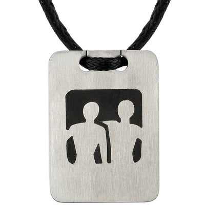 Stainless Steel Dog Tag Bar PendantTwo-Men Silhouette Style