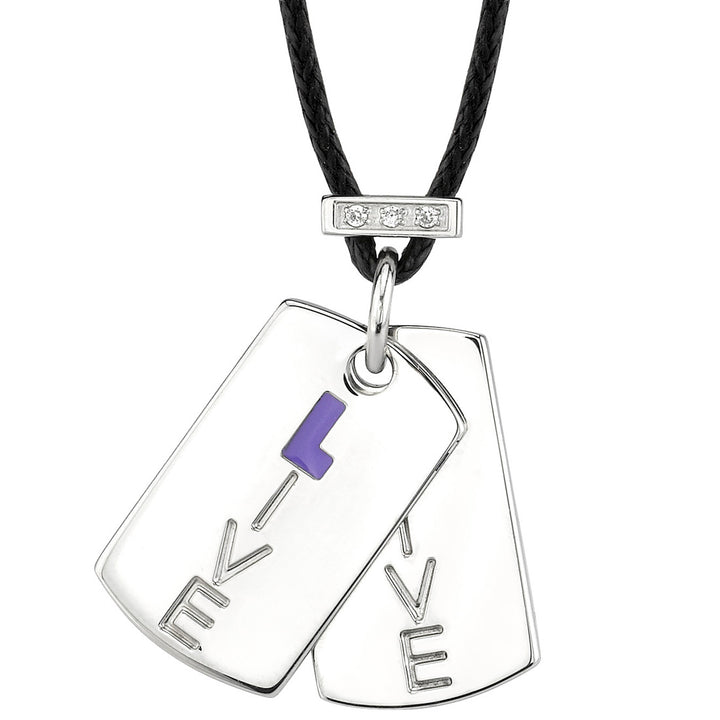 Purple Cancer Strength Fight Live Cause Pendant Adjustable Black Cord