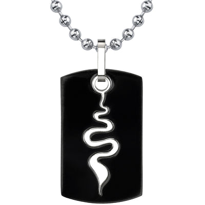Titanium Gunmetal Finish Serpent Style Dog Tag Pendant