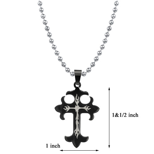 Stainless Steel Gothic Cross Pendant, 18+4 inch Ball Chain