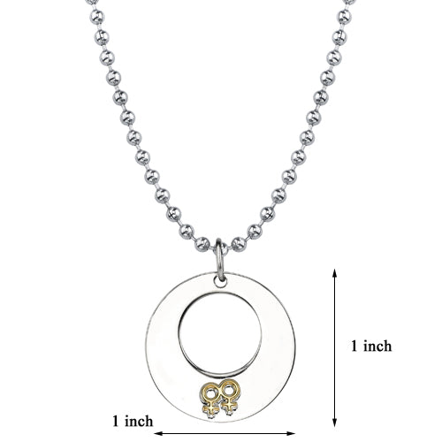 Stainless Steel Double Female Symbol Venus Circle NecklaceSN8086