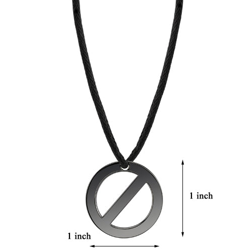 Stainless Steel Gunmetal Finish Circle Pendant on a Black Cord