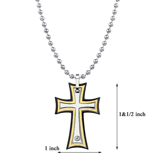 Stainless Steel Cross Pendant on a Stainless Steel Ball Chain