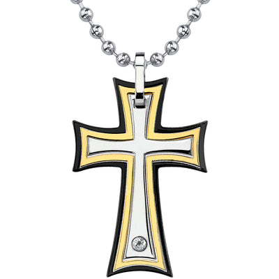 Stainless Steel Cross Pendant on a Stainless Steel Ball Chain