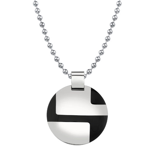 Stainless Steel Enamel-finish Disc Pendant Necklace