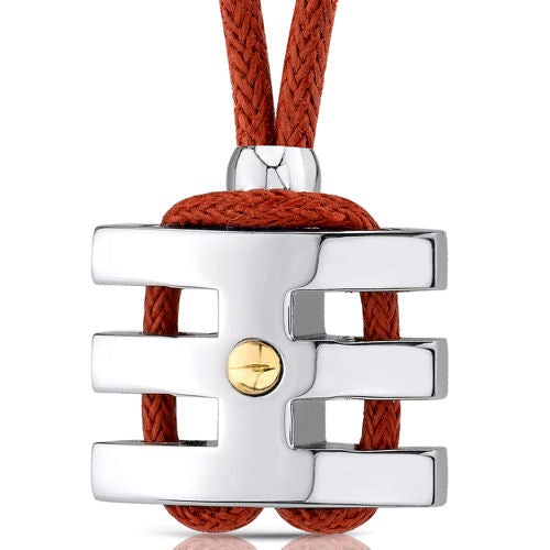 Stainless Steel Manchester Grid Pendant, Adjustable Red Cord