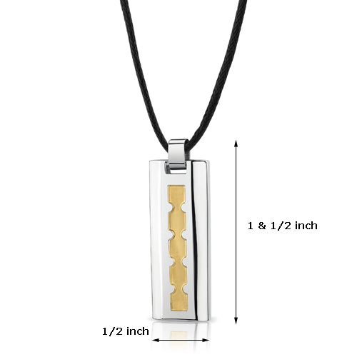 Stainless Steel Two Tone Dog Tag Bar Pendant
