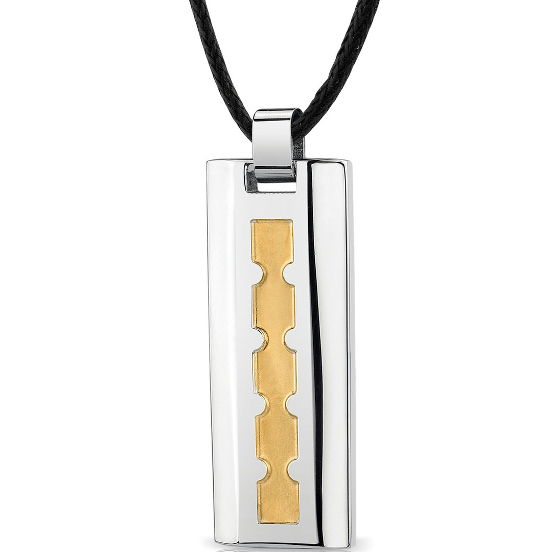 Stainless Steel Two Tone Dog Tag Bar Pendant