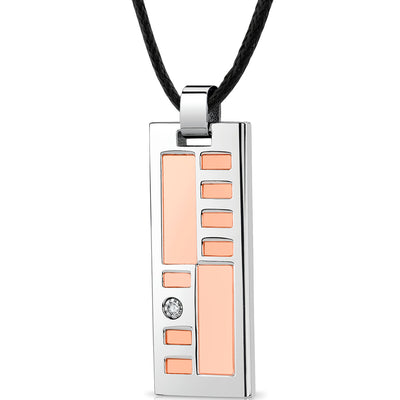 Stainless Steel Rose Gold-Tone Dog Tag Bar Pendant
