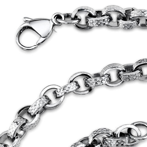 Stainless Steel Chain Urban Textured Links Chain Necklace