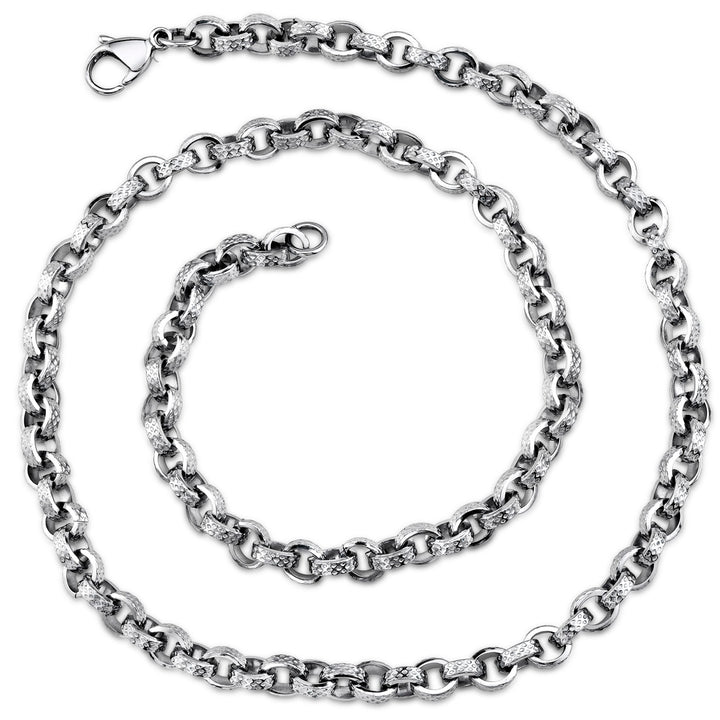 Stainless Steel Chain Urban Textured Links Chain Necklace