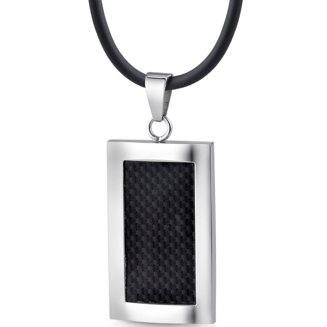 Black Carbon Fiber Pendant Necklace