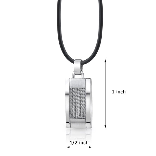 Stainless Steel Twisted Cable Dog Tag Bar Pendant