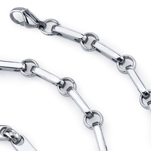 20 Inch Stainless Steel Rectangular Link Chain Necklace
