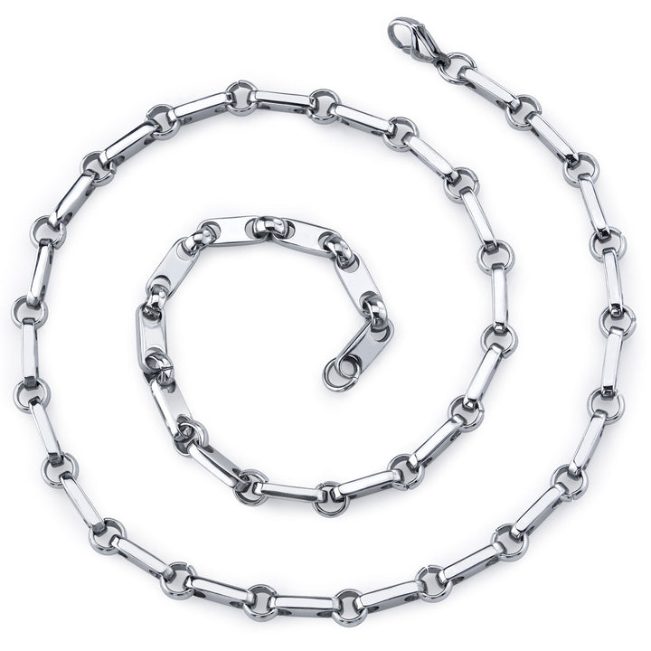 20 Inch Stainless Steel Rectangular Link Chain Necklace