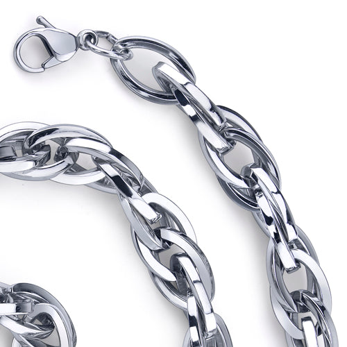 20 Inch Stainless Steel Interlocked Oval Link Chain Necklace