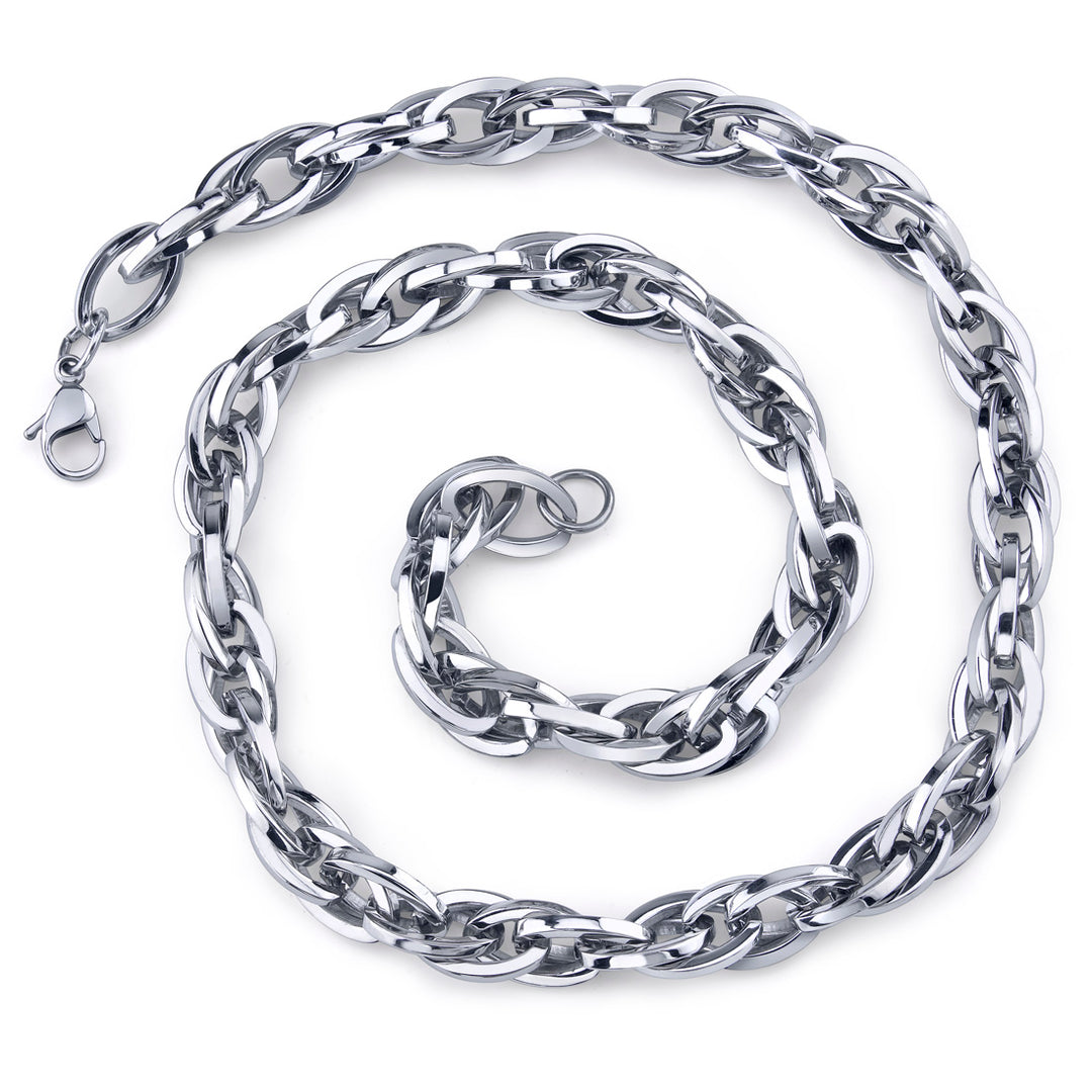 20 Inch Stainless Steel Interlocked Oval Link Chain Necklace