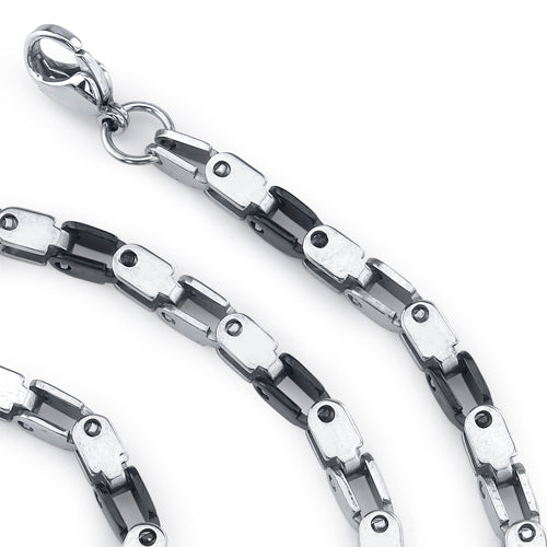 20 Inch Stainless Steel and Ceramic Rivet Link Chain Necklace