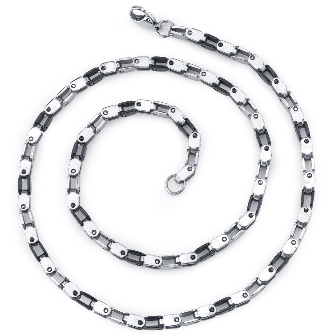 20 Inch Stainless Steel and Ceramic Rivet Link Chain Necklace