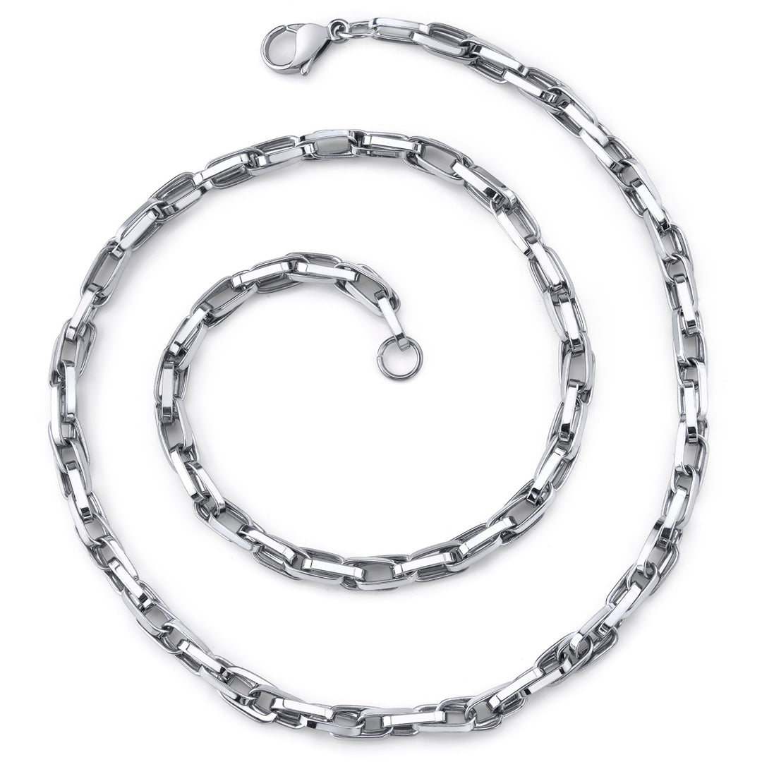 20 Inch Stainless Steel Interlocked Rectangular Link Chain Necklace