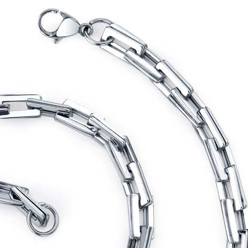 20 Inch Stainless Steel Double Rectangular Link Chain Necklace