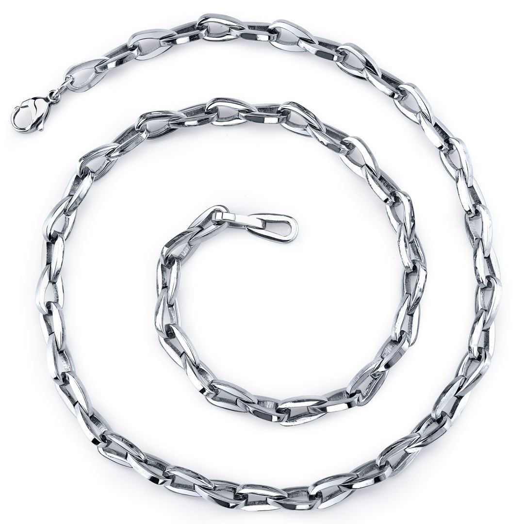 20 Inch Stainless Steel Teardrop-Shape Link Chain Necklace