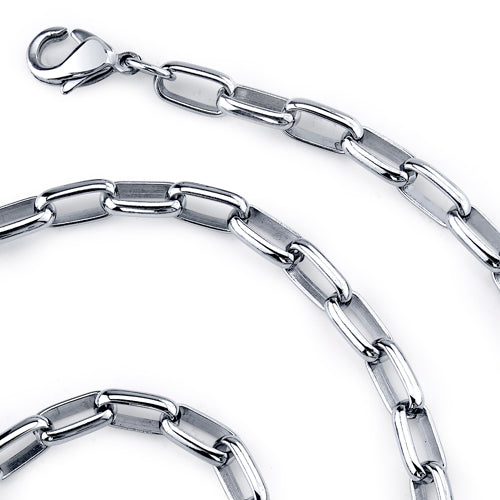 20 Inch Stainless Steel Unique Rectangular Link Chain Necklace