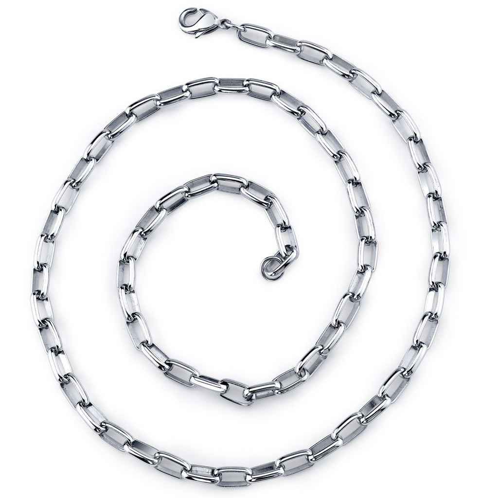 20 inch 6mm Rolled Coil Link Stainless Steel Chain Necklace