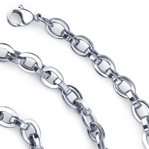 22 Inch Stainless Steel Rolo Oval Link Chain Necklace