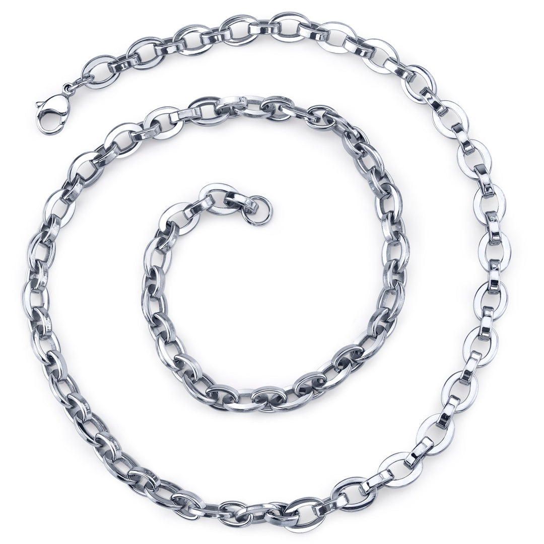 22 Inch Stainless Steel Rolo Oval Link Chain Necklace