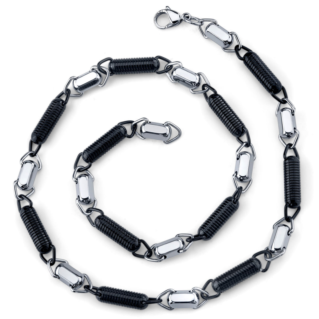 20 Inch Stainless Steel Black Coiled Link Chain Necklace