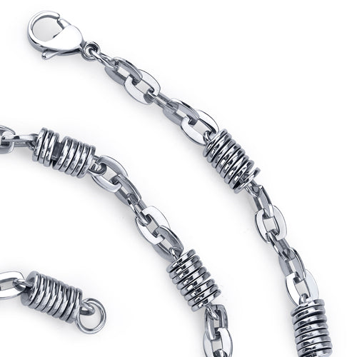 Stainless Steel Silver-tone Coiled Link 20 Inch Chain Necklace